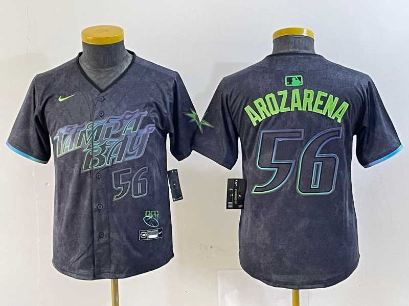 Mens Tampa Bay Rays #56 Randy Arozarena Number Charcoal 2024 City Connect Limited Stitched Jersey->tampa bay rays->MLB Jersey